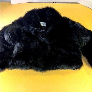 Abercrombie and Fitch black Faux fur short coat, high neck size medium